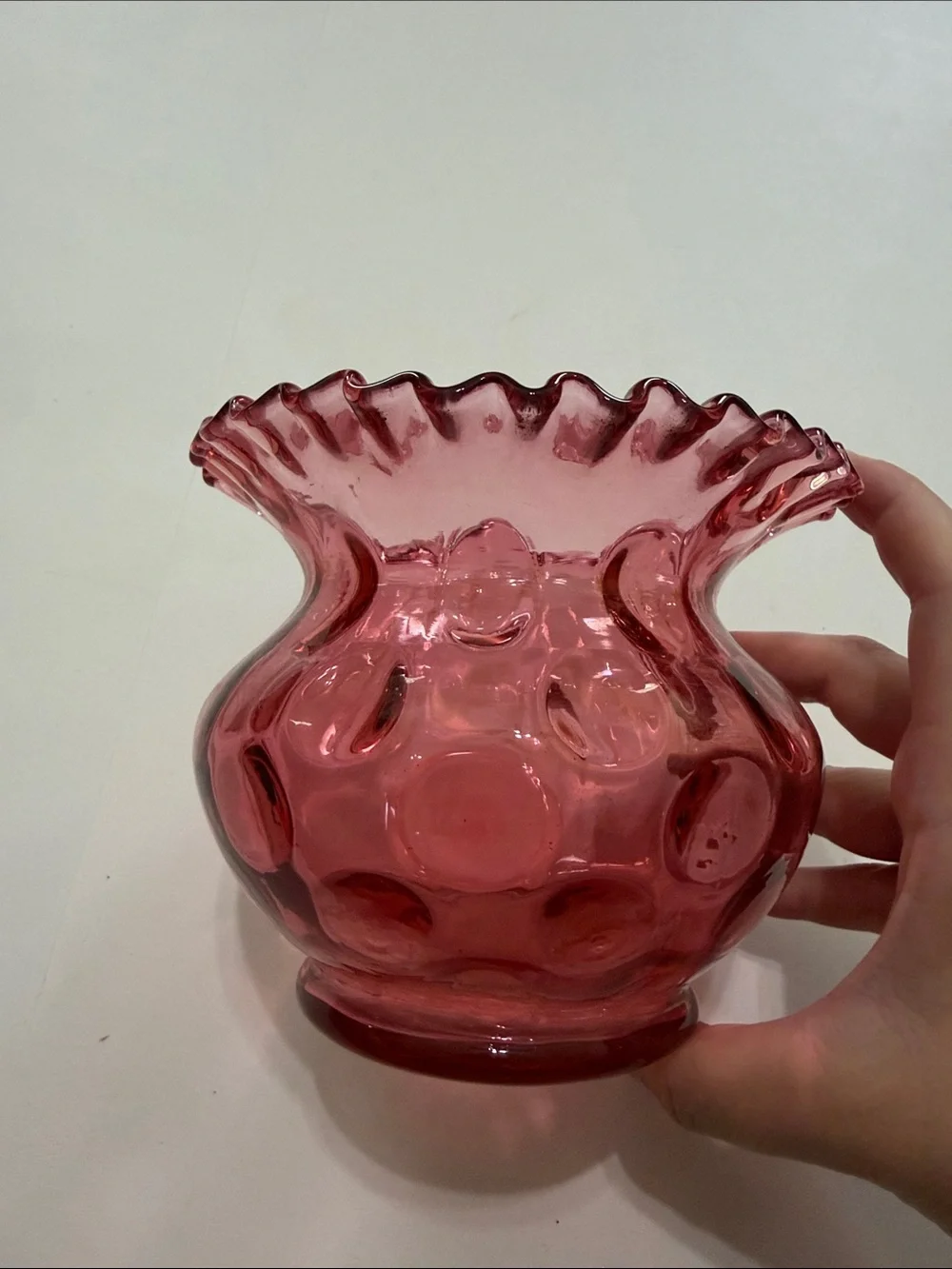 Pink Ruffled Glass Vase - Elegant Home Accent